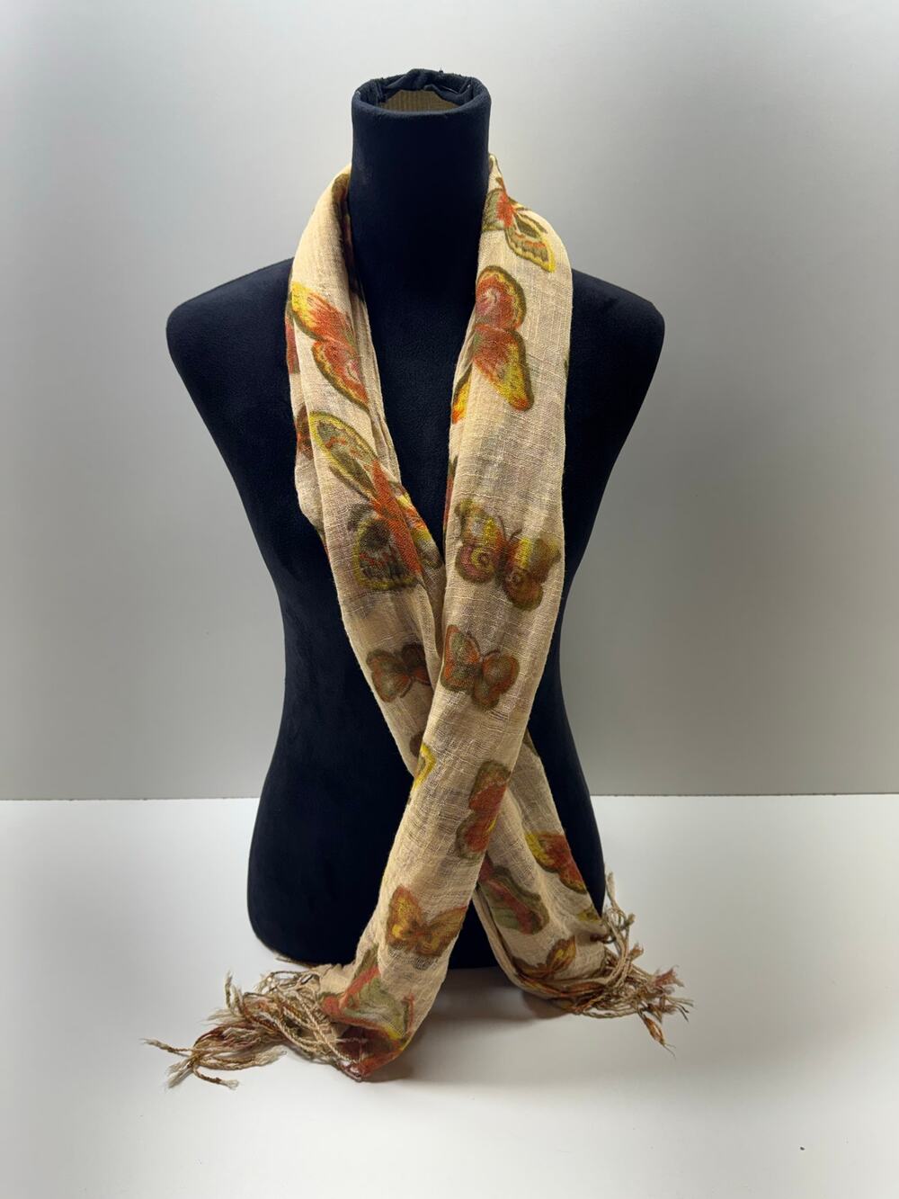 Butterfly Scarf Women’s Multi Color Lightweight Boho Hippie Fringed Shawl Sheer